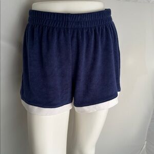 Z Supply navy blue and white terry cloth pull on shorts